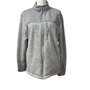Mens Full-Zip Grey George Fleece Jacket Chest & Side Zipper Pockets SizeL(42-44)